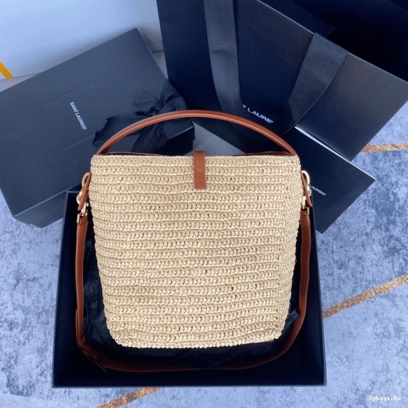 bag-20*25*16CM raffia 37 YSL leather-trimmed Le bucket 0812